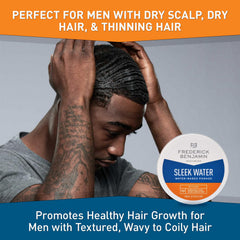 Frederick Benjamin Sleek Water Pomade argan oil ingredient close-up highlights nourishing formula.