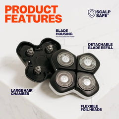 Freebird Flexseries PRO head shaver kit on display for a polished bald look