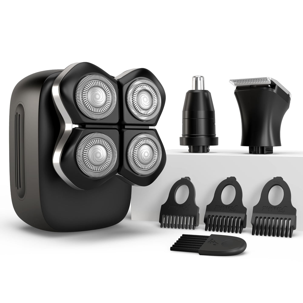 Freebird FlexSeries Pro waterproof body shaver with clipper and massager attachments