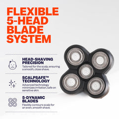 Freebird FlexSeries scalpsafe design highlights scalp-friendly blades for comfortable shaves.