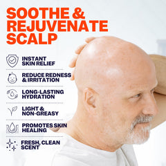 Freebird post-shave lotion being applied on the face for calming skin.
