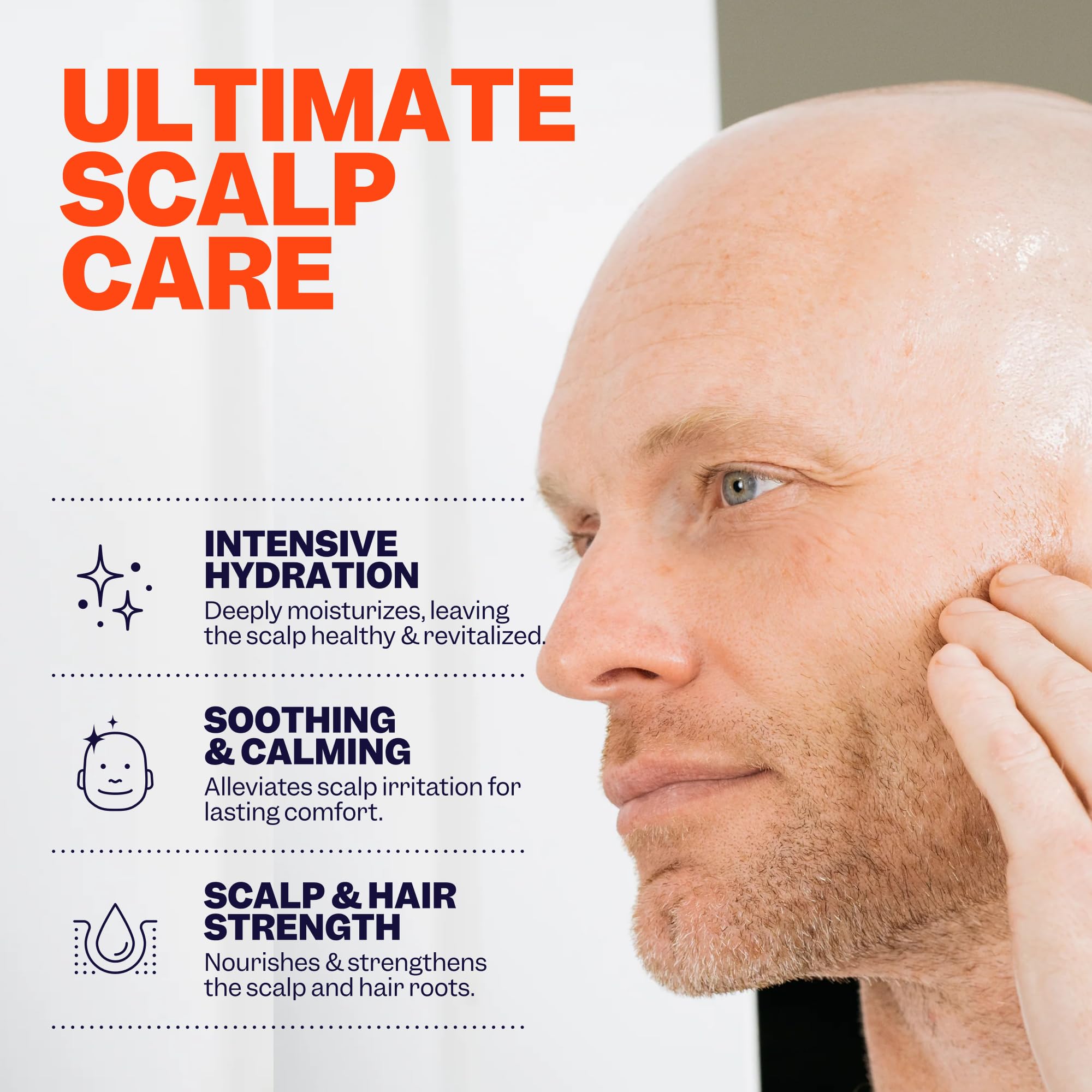 Freebird scalp moisturizer application spot demonstrating soothing sandalwood scent