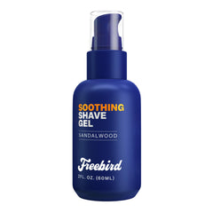 Freebird Shave Gel for Men bottle front view with clear gel for precision shaving.