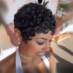 FREEKWEEN Pixie Cut Bob wig secure-fit front view with adjustable straps.