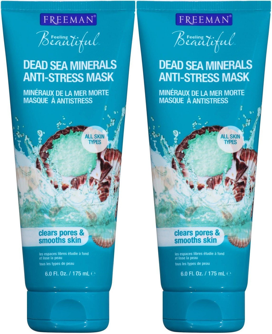 Freeman Anti-Stress Clay Mask texture on skin for balanced, clarified pores.