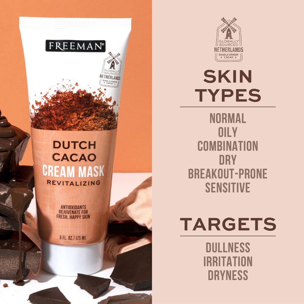 Freeman Exotic Blends Dutch Cacao Cream Mask ingredients close-up highlighting antioxidants