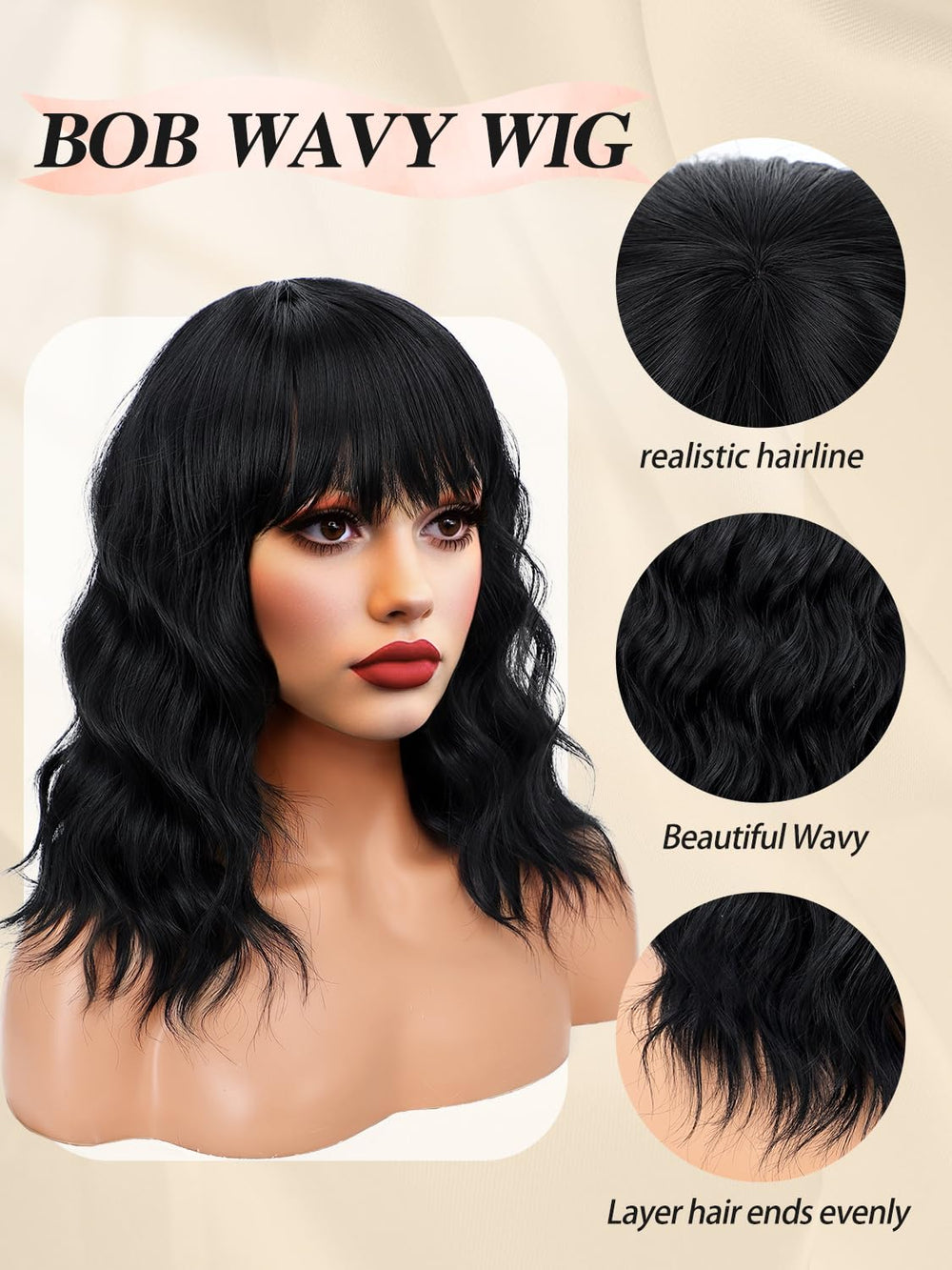 FREEMEIGE bangs wig closeup emphasizing defined bangs for face-framing charm