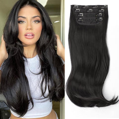 FREEMEIGE hair extensions 20in black layered pack adds instant volume for special occasions.