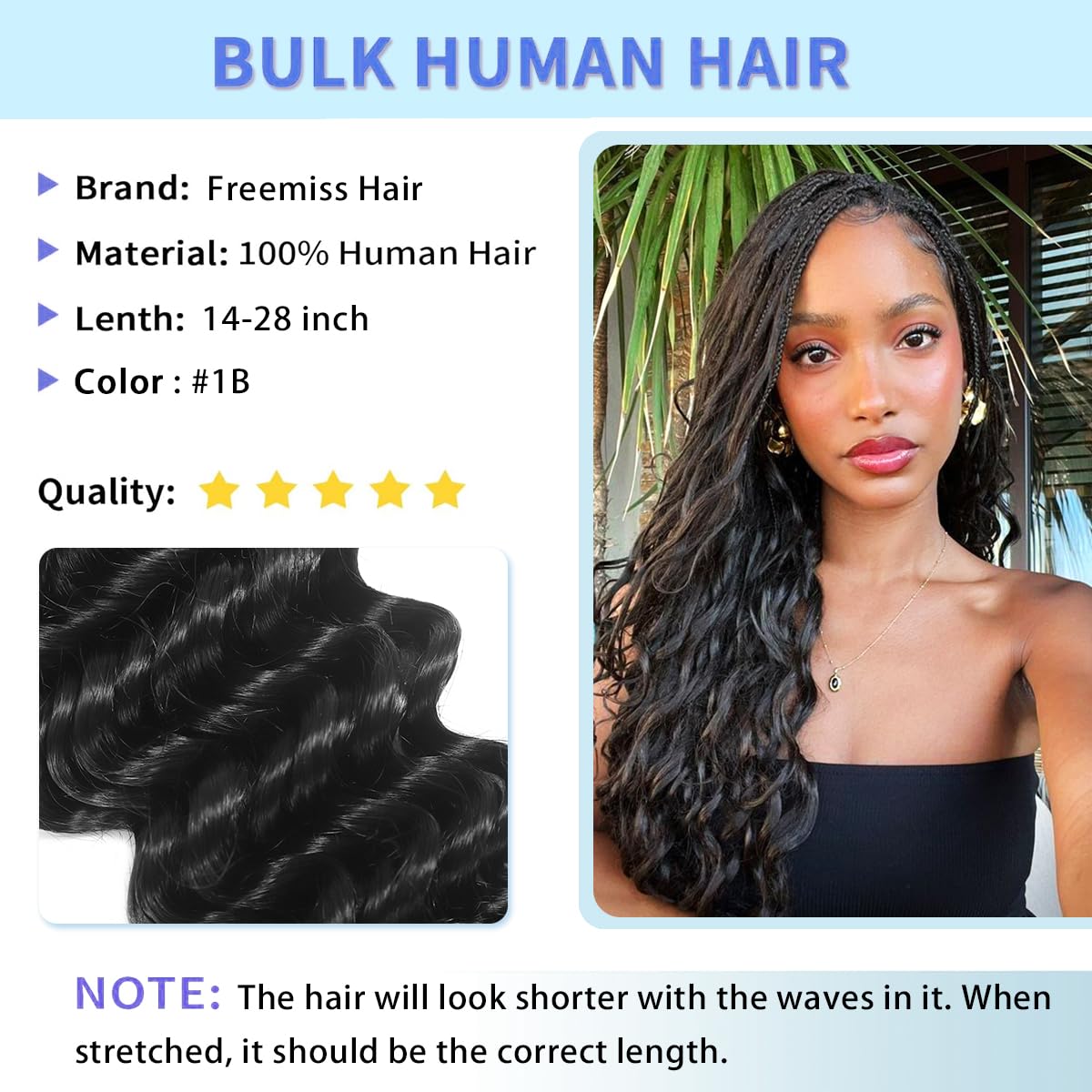 Freemiss unprocessed hair with aligned cuticles for natural knotless braids