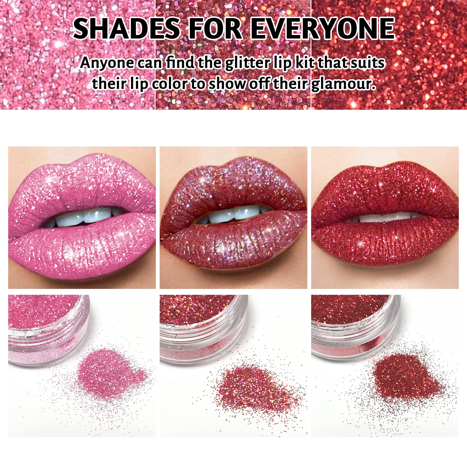 FREEORR glitter lip kit application step enables easy, precise 3D glow.