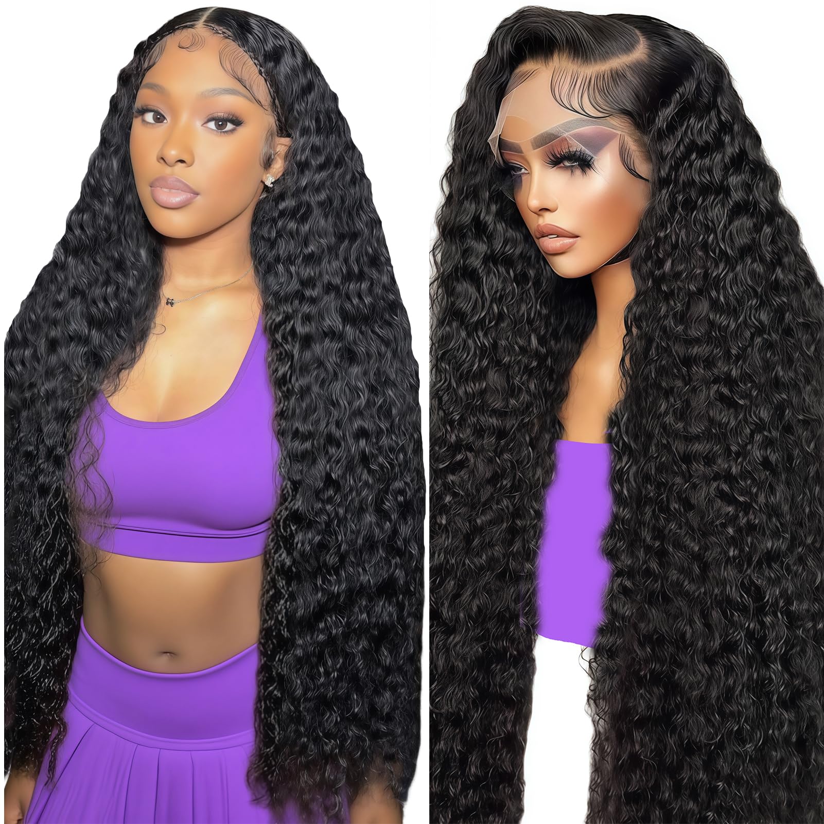Freeternit deep-wave lace-front wig 13x6 HD natural parting and movement