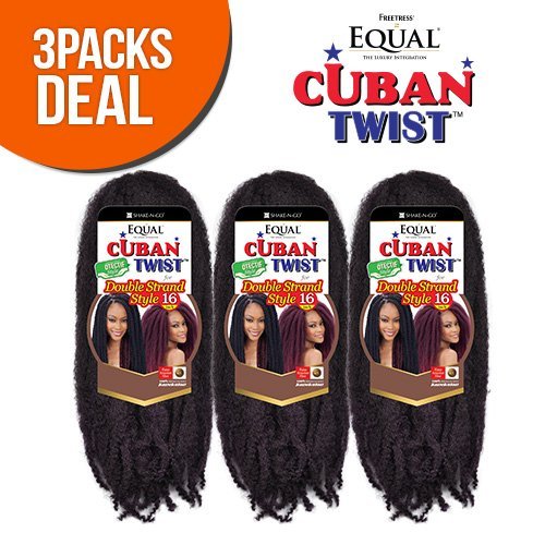 Freetress Equal Cuban Twist 16in double-strand braid for protective styling and Havana-inspired looks.
