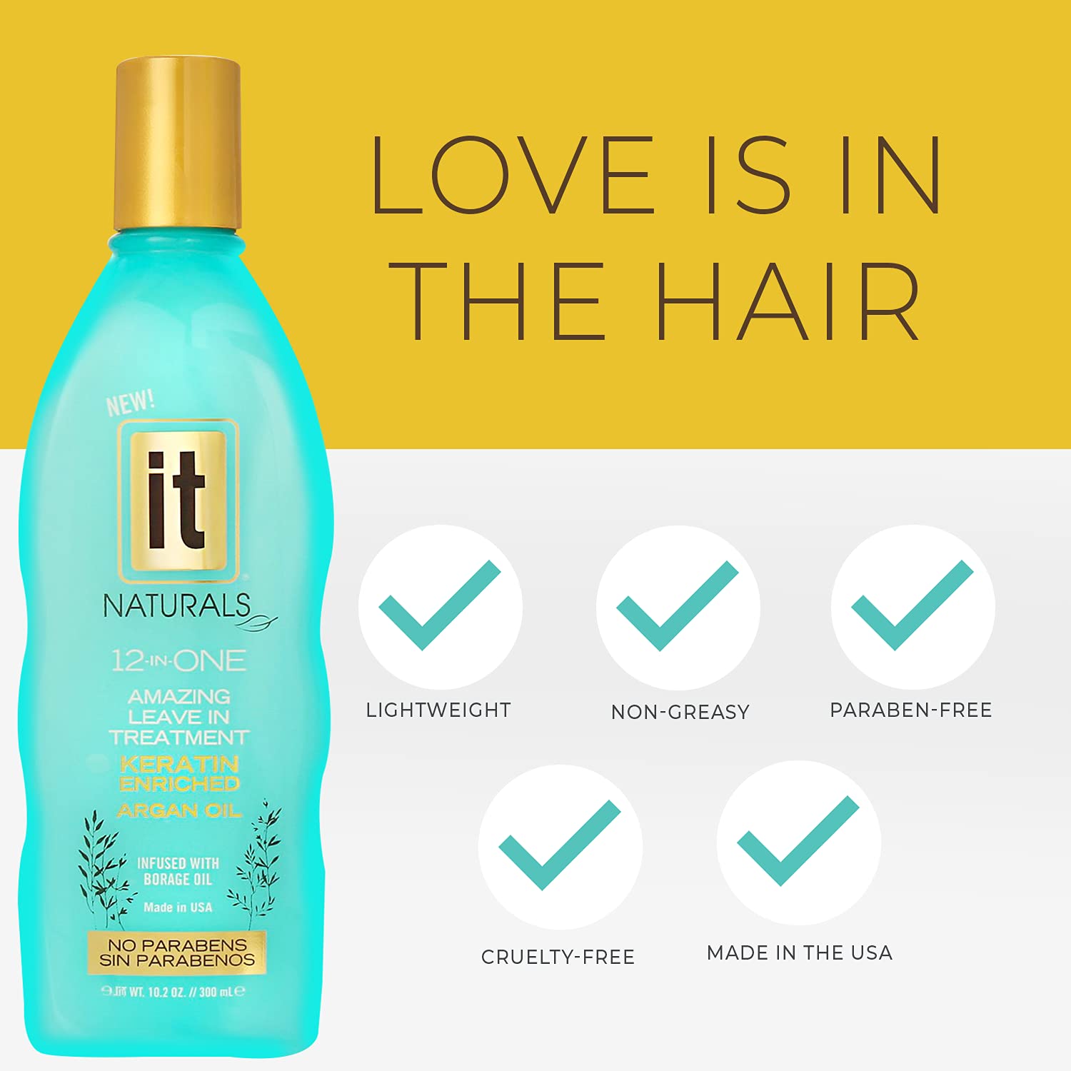 Freeze It lightweight formula applied to styled hair indicates non-greasy shine.
