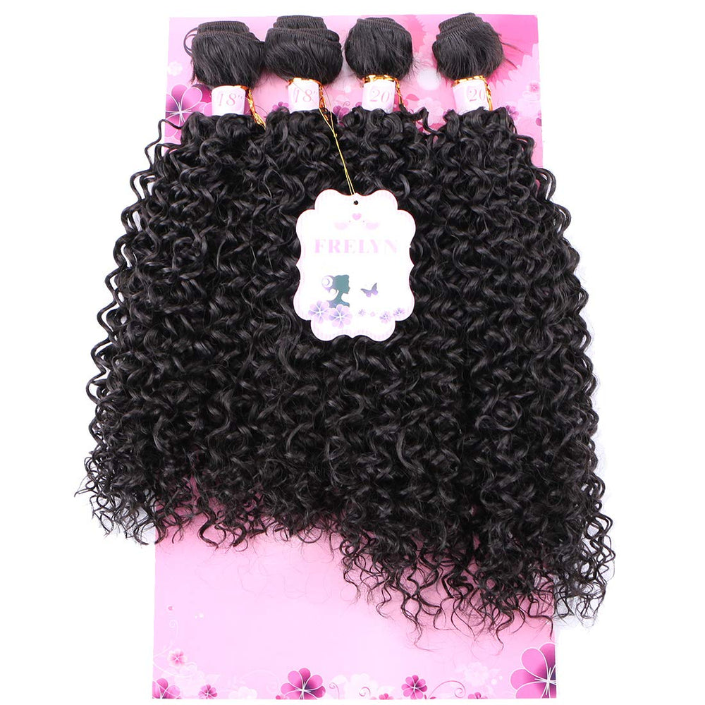 Frelyn Kinky Curly Bundles 2B dark brown 18in pack closeup shows natural texture for seamless blends.