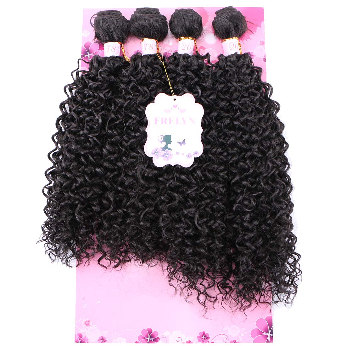 Frelyn Kinky Curly Bundles 2B dark brown 18in pack closeup shows natural texture for seamless blends.