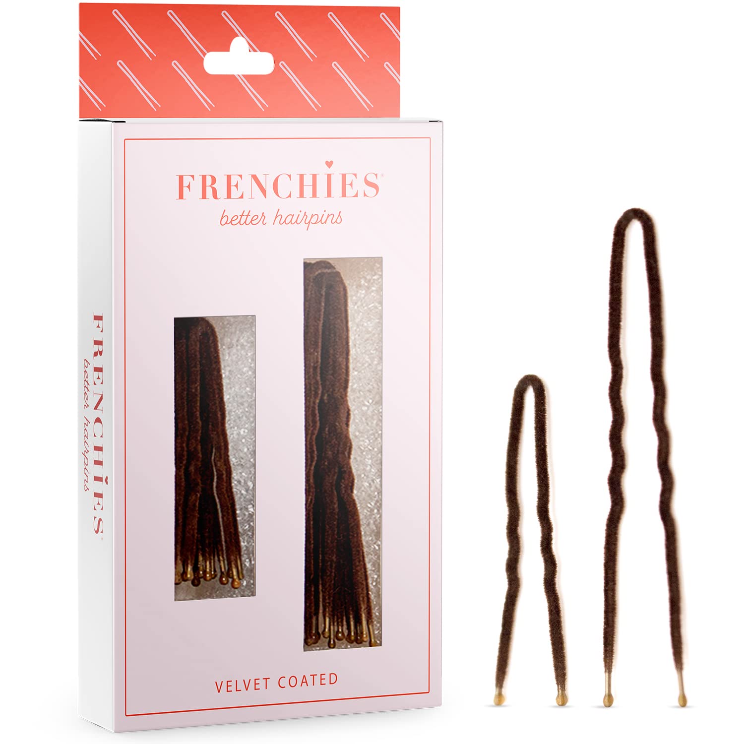 Frenchies French Twist Hair Pin brown 2in close-up with microfiber flocked coating for secure grip