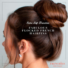 Frenchies French Twist Hair Pin brown 3in close-up highlighting rounded soft ends for scalp comfort
