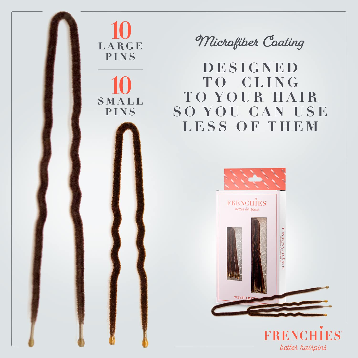 Frenchies French Twist Hair Pin brown close-up showing soft-to-the-touch coating