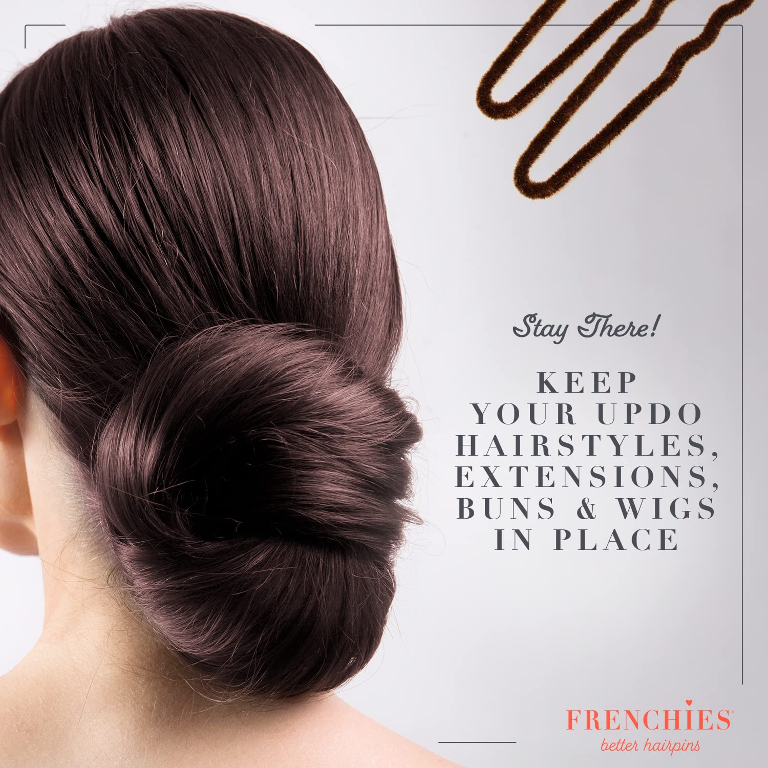 Frenchies French Twist Hair Pin brown 2in securing wig extension