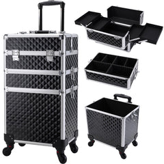 FRENESSA 3-in-1 rolling makeup case top compartment for organized on the go.