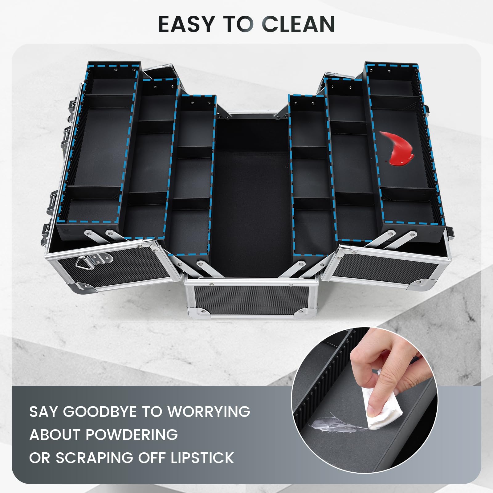 FRENESSA durable ABS aluminum construction protects contents against impact.