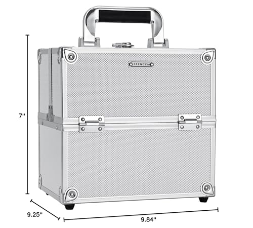 Frenessa elegant silver finish gift-ready makeup box for beauty lovers.