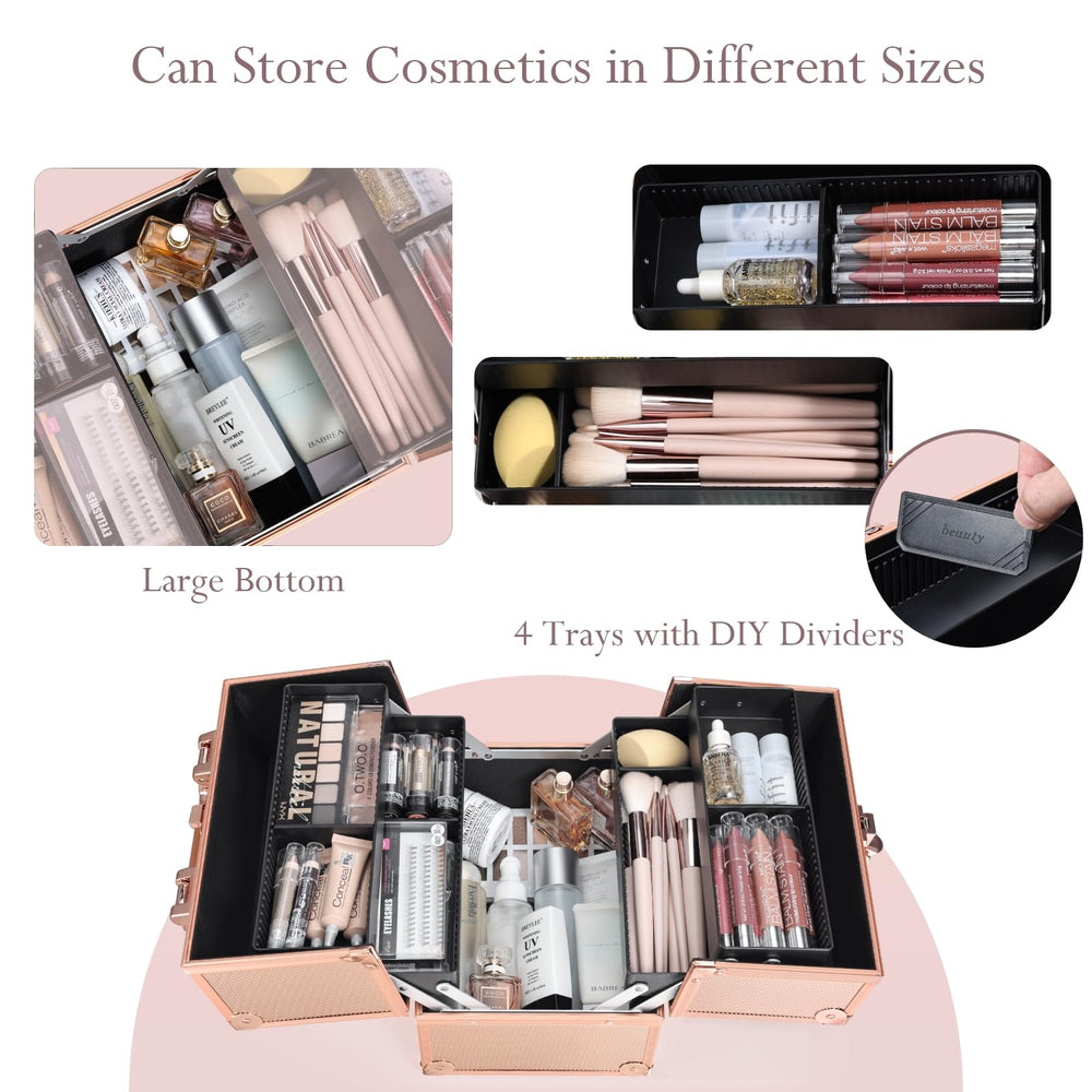 FRENESSA extendable cantilever trays provide organized, easy-access makeup storage.