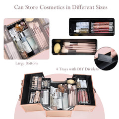 FRENESSA extendable cantilever trays provide organized, easy-access makeup storage.