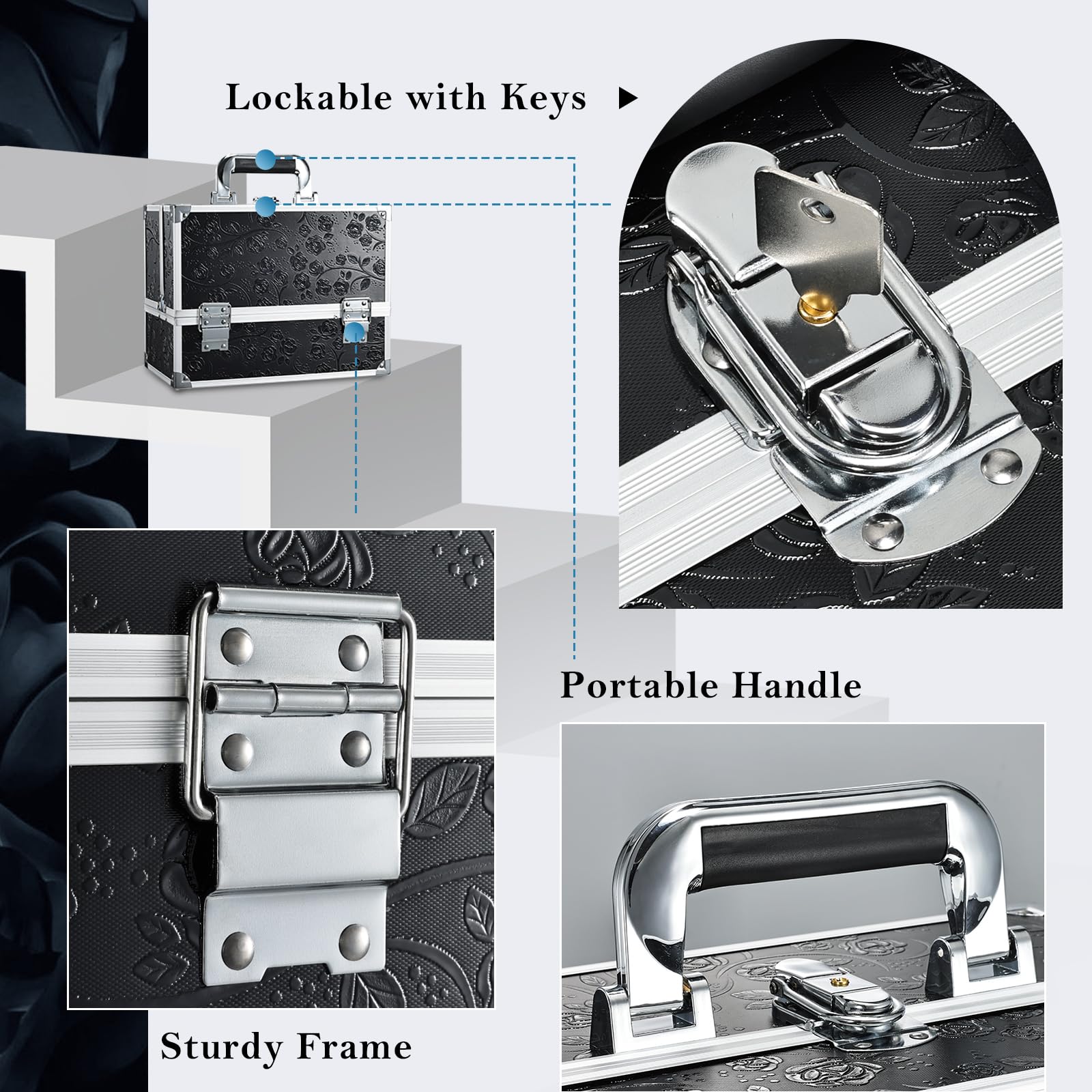 Frenessa floral black design enhances vanity and gifting appeal