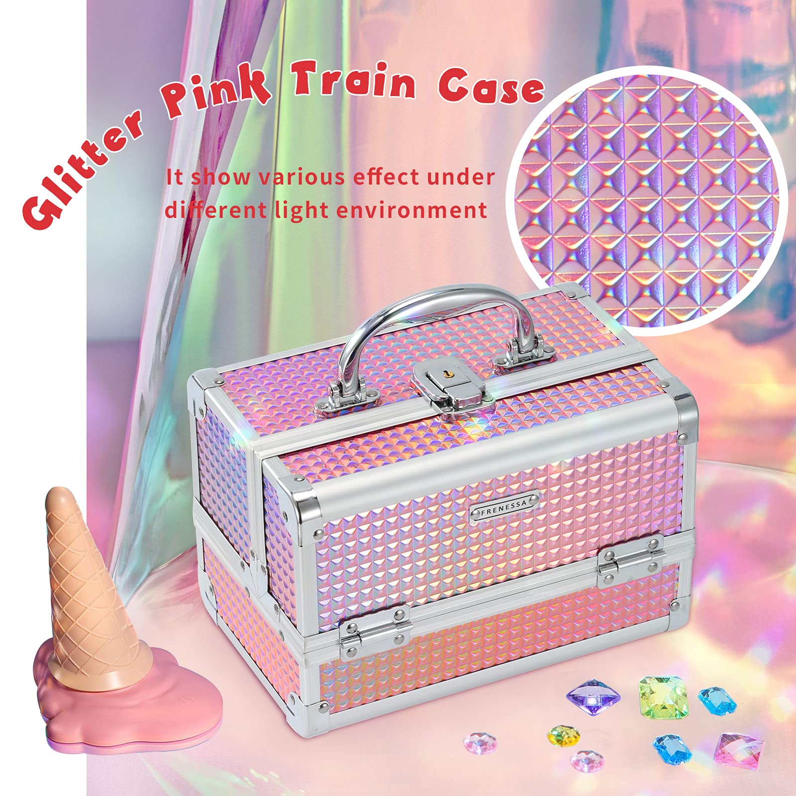 Frenessa lockable makeup box offering privacy during travel
