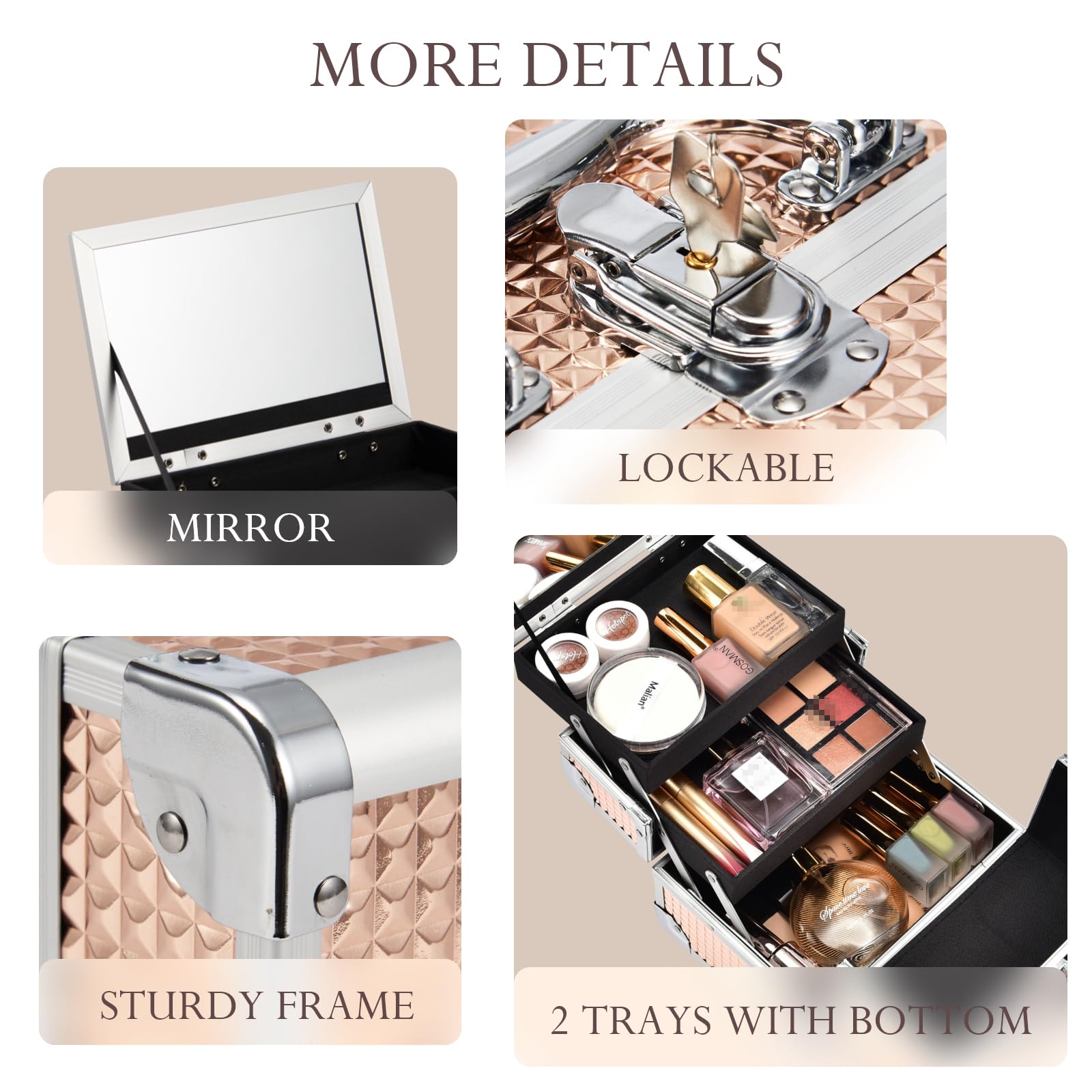 FRENESSA makeup case bottom compartments keep tools neatly stored