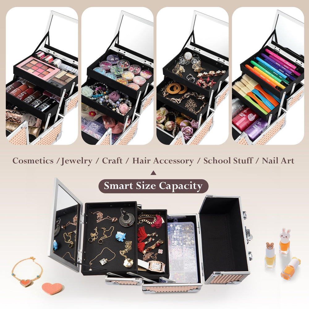 FRENESSA makeup case lock and key for secure travel storage