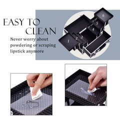 Bottom compartment of Frenessa case fits palettes and travel bottles for easy access.