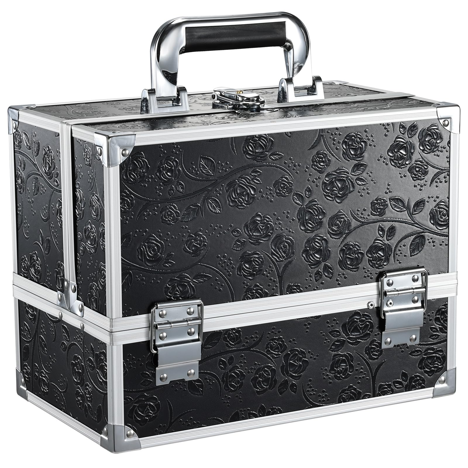 Frenessa makeup train case with mirror open for on-the-go touchups