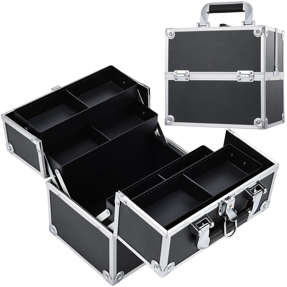 Frenessa makeup-train-case closed with secure latch for travel and privacy benefits.