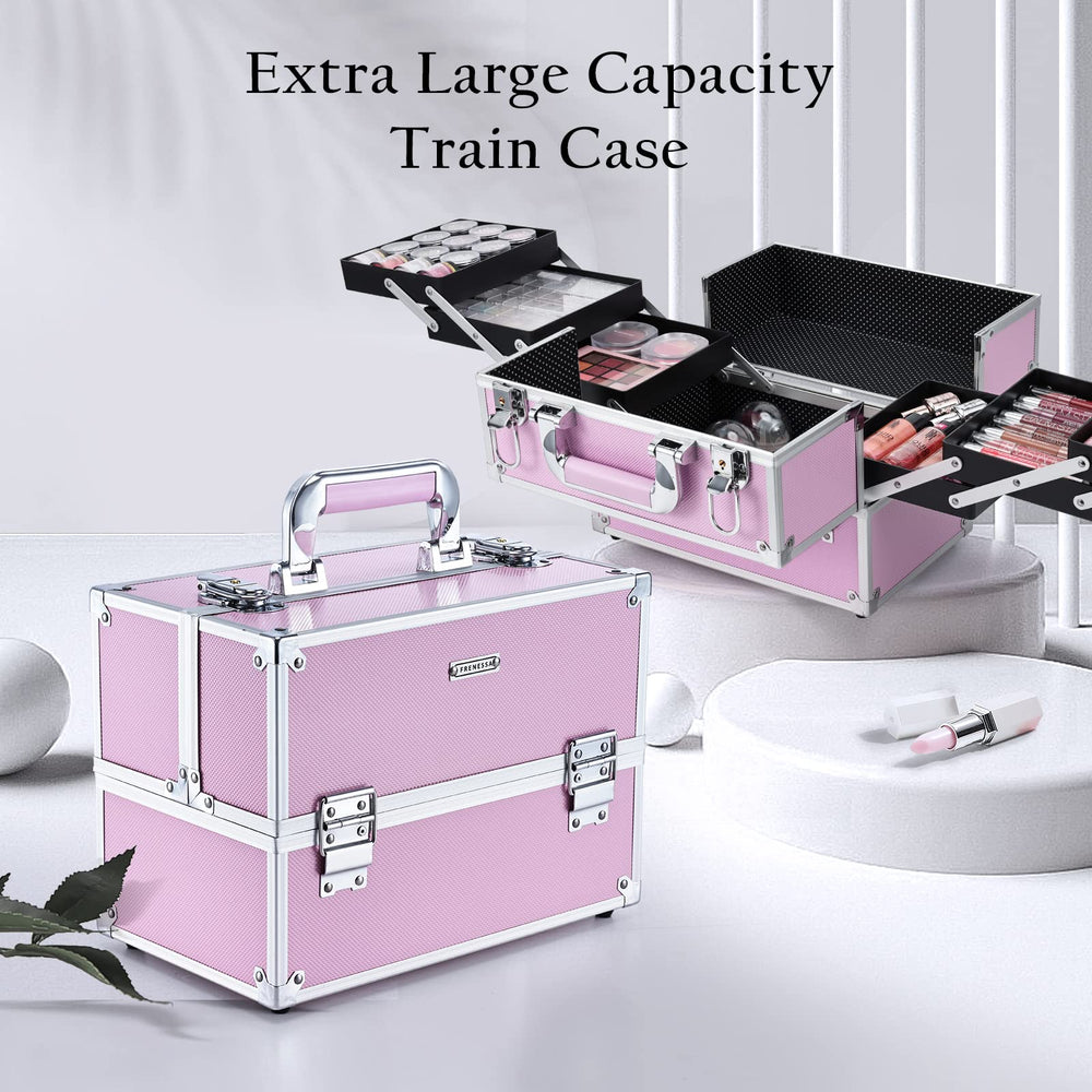 Frenessa makeup train case gift-ready pink design suitable for gifting