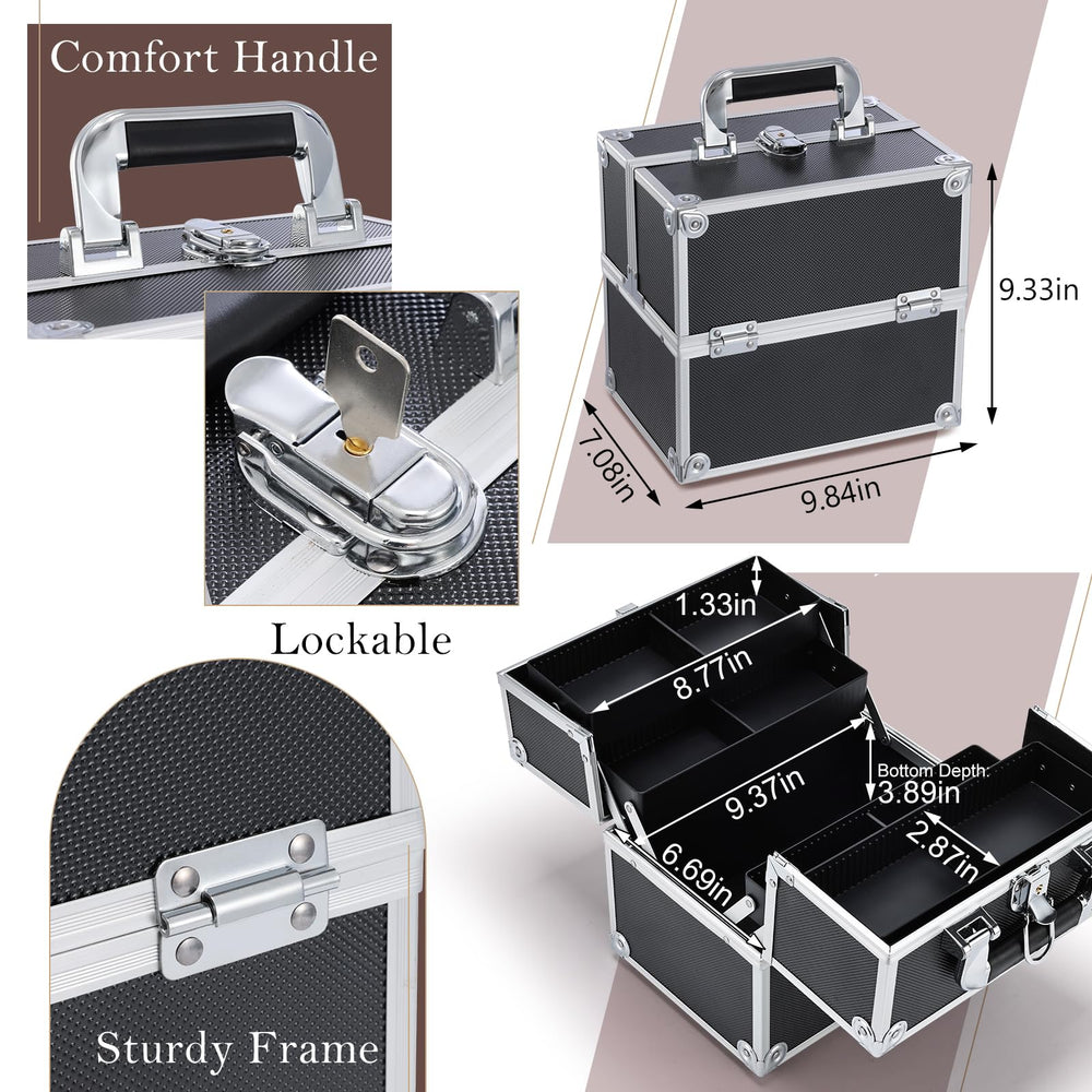 Frenessa makeup-train-case-handle ergonomic carry handle for comfortable transport.