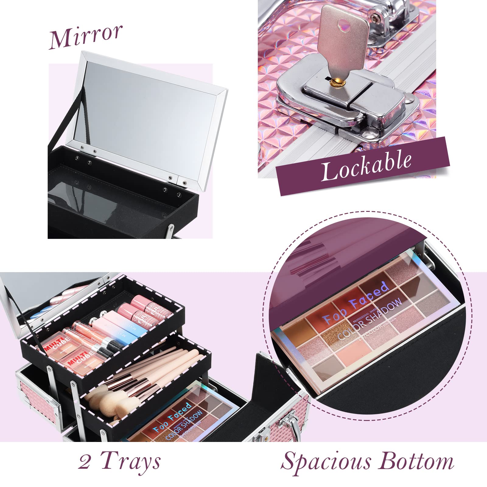 Frenessa portable makeup organizer with easy carry handle