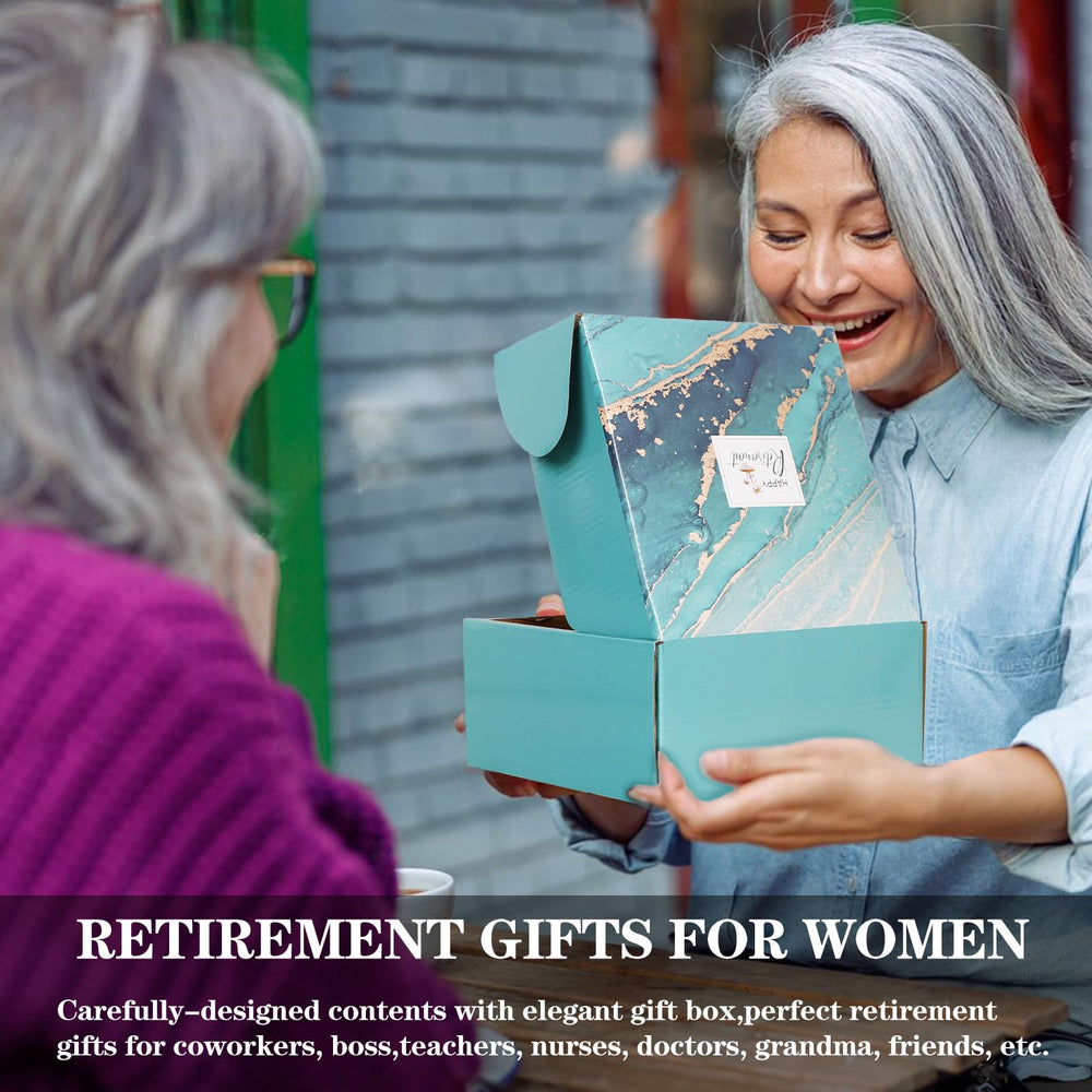 Frerdui gift box top-view conveys elegant presentation for retirement celebrations.