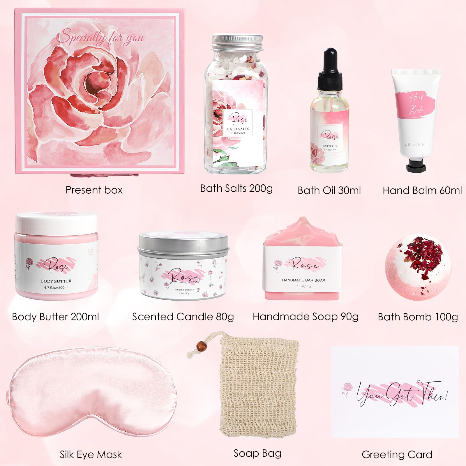 Frerdui Rose Bath Salts bottle offers soothing aroma for a relaxing bath ritual.