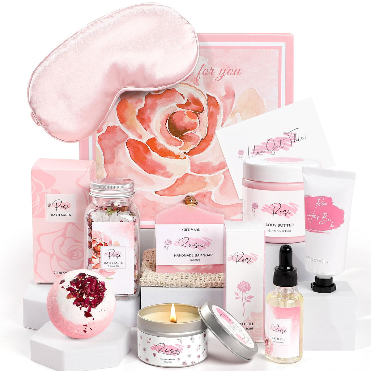 Frerdui Rose Spa Gift Basket box showcases elegant packaging for a Mother's Day gift.