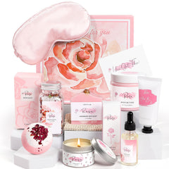 Frerdui Rose Spa Gift Basket box showcases elegant packaging for a Mother's Day gift.
