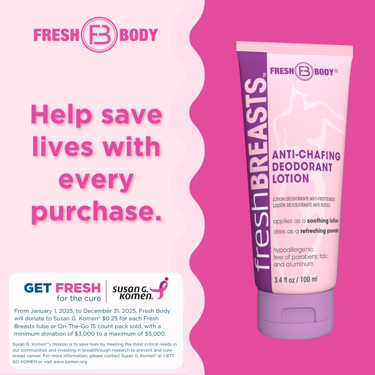 Fresh BREASTS under-breast-area application for irritation relief.