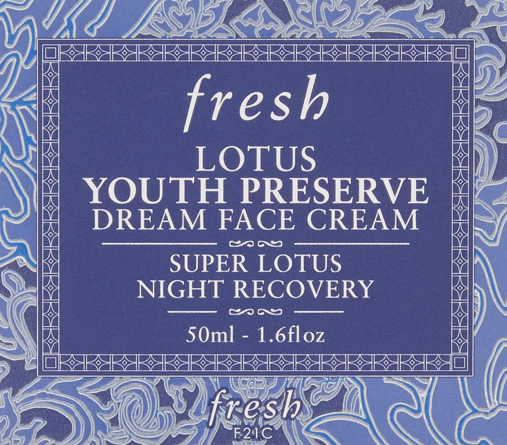 Fresh Lotus Youth Preserve Dream Cream ingredients close-up highlight lotus antioxidants for skin protection
