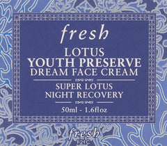 Fresh Lotus Youth Preserve Dream Cream ingredients close-up highlight lotus antioxidants for skin protection