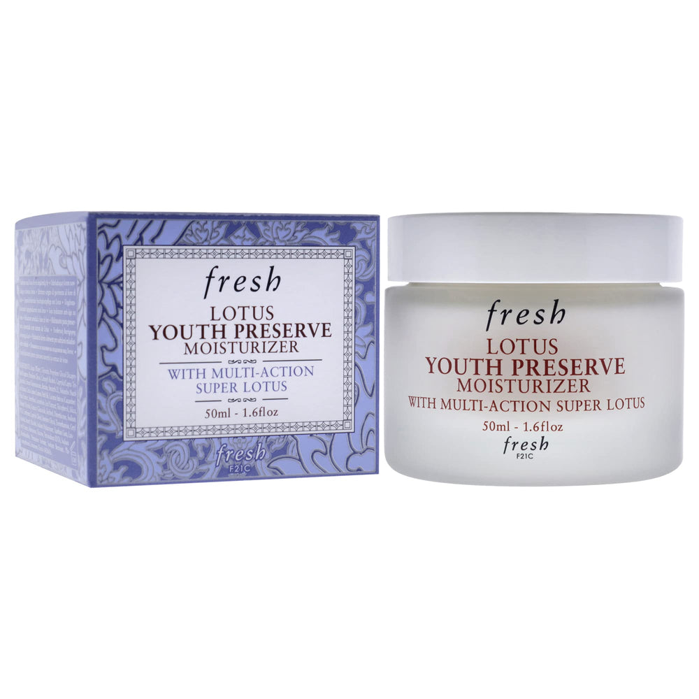 Fresh Lotus Youth Preserve Moisturizer packaging highlights antioxidant protection