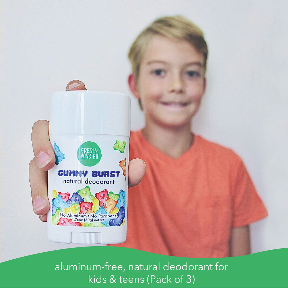 Fresh Monster vegan and USA-made deodorant highlights eco-friendly care in kids' routine.
