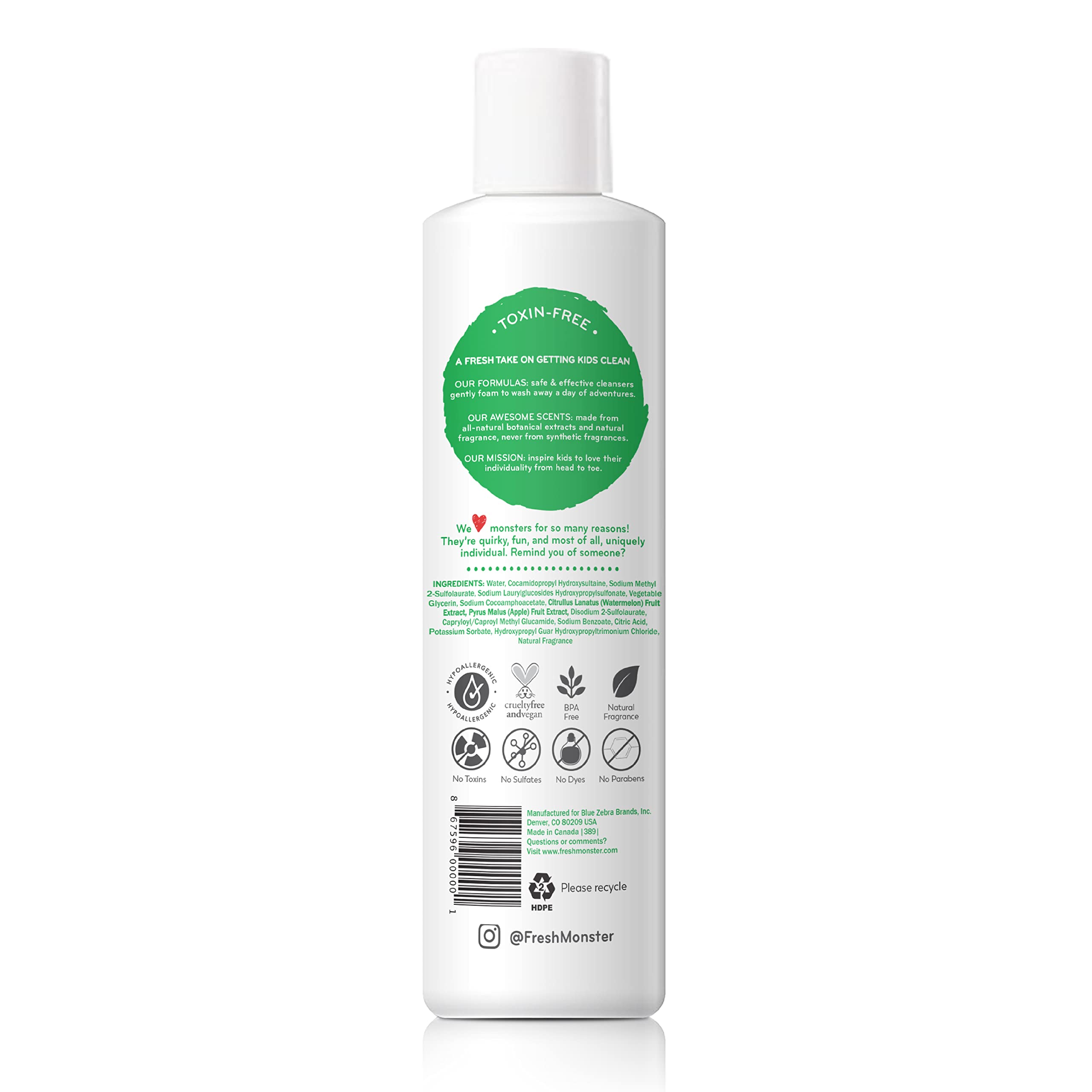 Fresh Monster-tear-free-shampoo-foam demonstrates easy rinse during bath time.