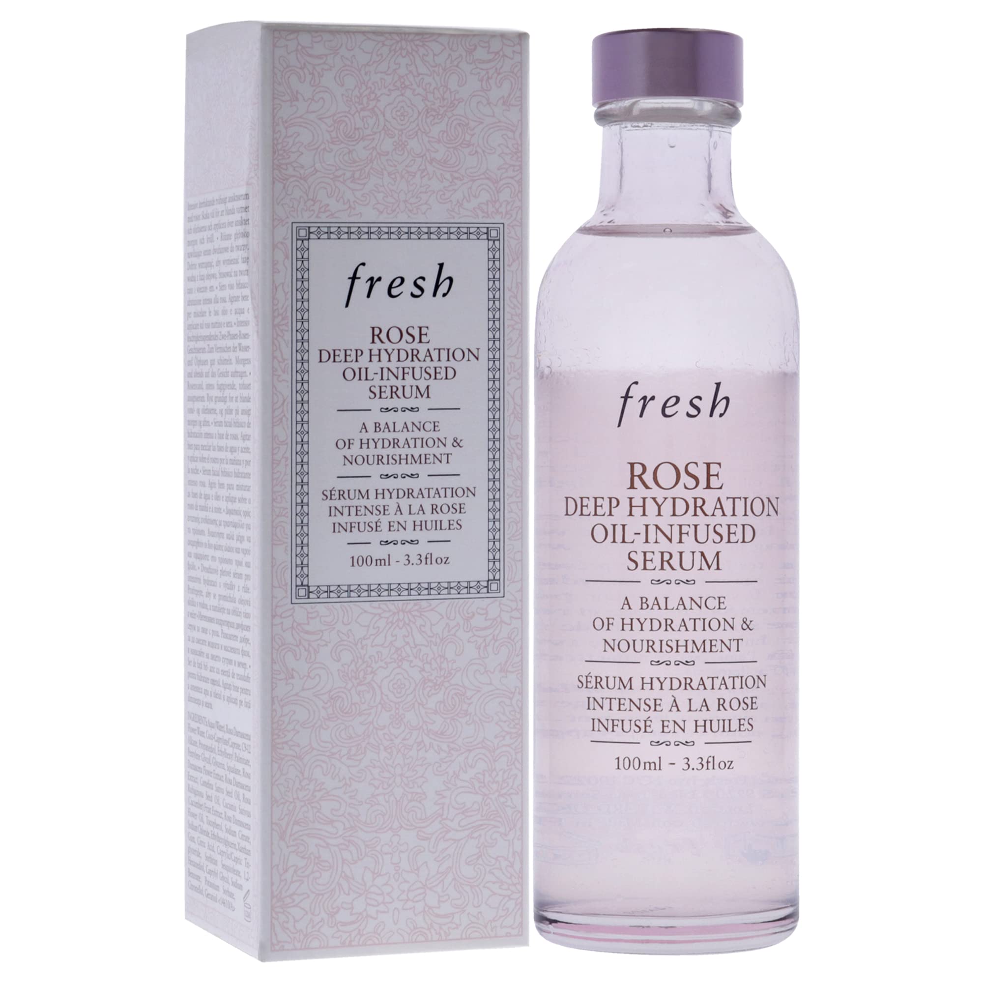 Fresh Rose dual-phase shake action demonstrates transformation to silky balanced hydration