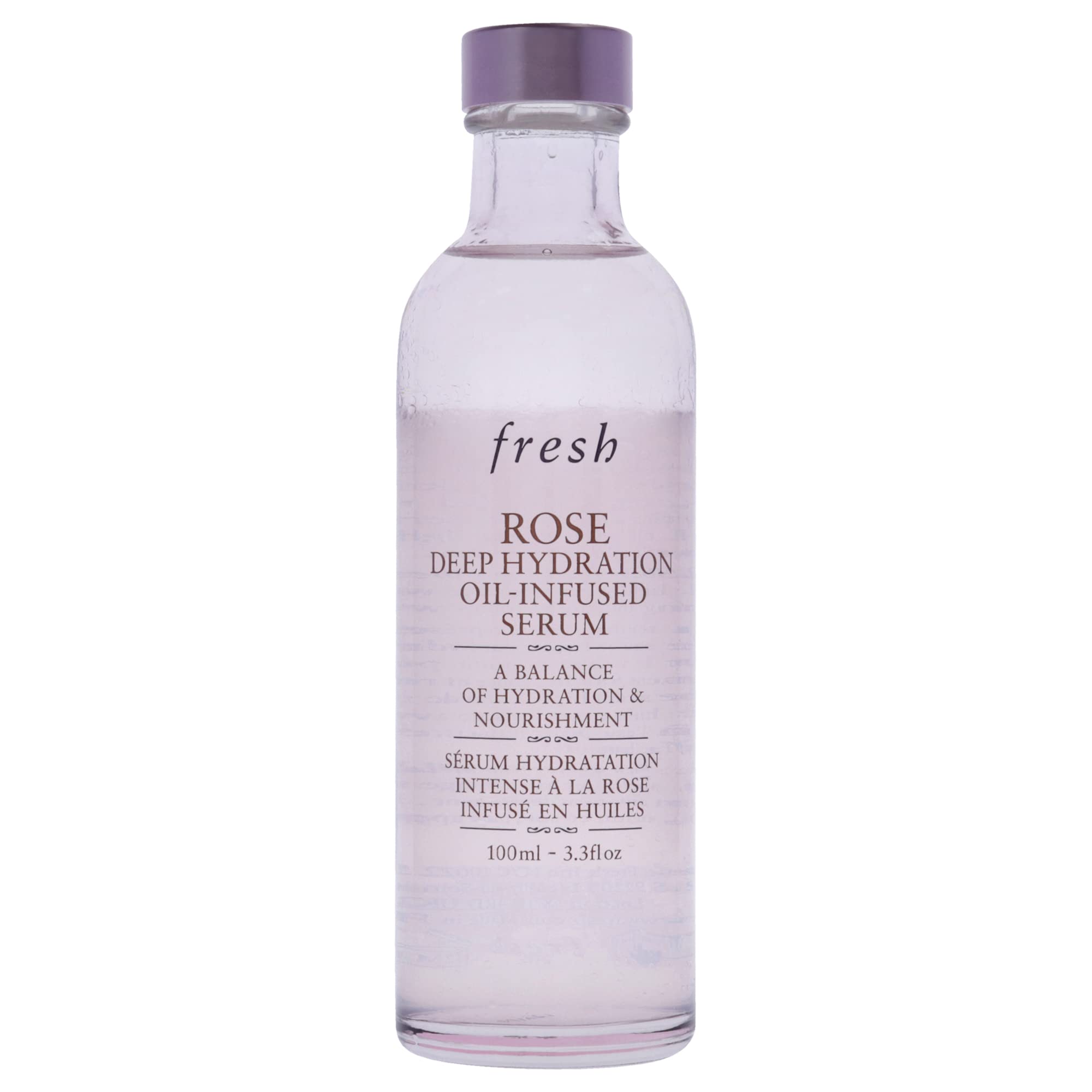 Fresh rosewater damask rose infused essence bottle highlighting calming hydration